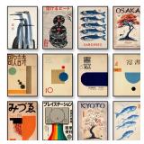 Japanese Retro Crane Canvas Print Poster...