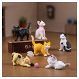 6Pcs/set Cute Cat Figures Animal Model...