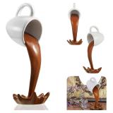 Floating Spilling Coffee Cup Sculpture Kitchen...