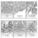 City Map Artwork Poster Paris New York Canvas...