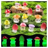 24/48pcs Mini Mushrooms Luminous Cute Tiny...