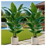 2pcs Artificial Banana Trees with 48 Realistic...