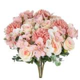 Artificial Flowers Rose Chrysanthemum Silk...