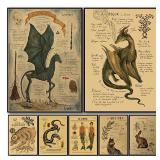 Animal Dragon Poster Magic Monster Study Prints...