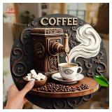 1 Piece 2D Wooden Hanging Sign Coffee Maker...