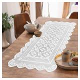 Modern minimalist white lace table runner...