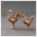 1/2PCS Miniatures Copper Rooster And Hen...