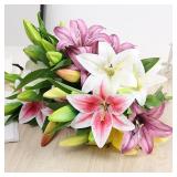 41cm 3 Head Artificial Lily Flower 3D Fake...