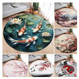Japanese Style Round Carpet Koi Fish Lotus...
