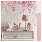 1pc Pink Flower Vine Cherry Blossom Wall...