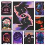 Abstract Futurism Wall Art Dark Colorful...