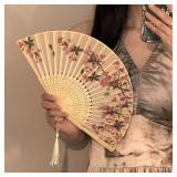 Foral Printing Folding Fan Ancient Style Hand...