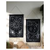 Black Sun Moon Tapestry Boho Bedroom Living...