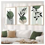 3pcs Sage Green Boho Wall Art Green Black Beige...