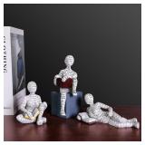 Nordic Book Lover Statue - Reading Person Resin...