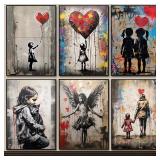 Banksy Graffiti Boy Girl with Balloon on Canvas...