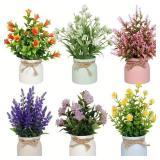 Mini Fake Potted Flowers Evergreen Bonsai...