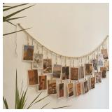 Hanging Photo Display Wooden Bead Garland Boho...