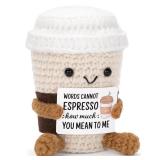 Funny Crochet Emotional Support Coffee Doll...