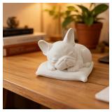 Minimalist white sleeping bulldog desktop...