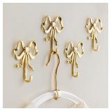 Brass Bowknot Wall Hook - Nordic Style Gold Bow...