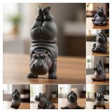 Yoga Master Hippo Statue Handcrafted Resin...