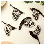 5pcs Wooden Black Bird Wall Decor Art Vintage...