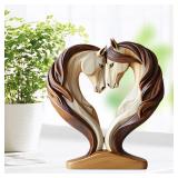 Decorative Wooden Horse Statue Figurine Snuggle...