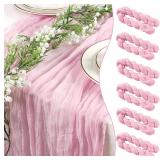 90*300CM Light Pink Cheesecloth Table Runner...