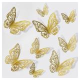 12pcs 3D Hollow Butterflies Wall Stickers on...
