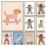 Cute Skateboard Dog Dachshund Canvas Prints...