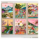 Colorful Travel Mountain City Canvas Painting...