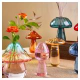 Glass Colorful Mushroom Vase Nordic Style...