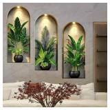 3D Watercolor Plant Wall Stickers - Realistic...