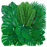 10PCS Artificial Tropical Palm Leaves Safari...