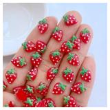 50Pcs New Cute Mini 7*11mm Strawberry Resin...