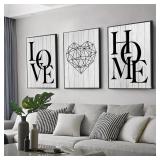 3pcs Love Home Diamond Heart Letter Canvas...