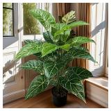 1PC 24 Leaves Artificial Green Fairy Taro...