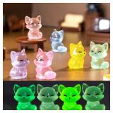 10pcs Luminous Resin Foxes Figurines Colorful...