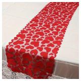 Heart-shaped Tablecloth Red Lace Table Runner...