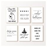 Funny Bathroom Wall Art Prints Black and White...