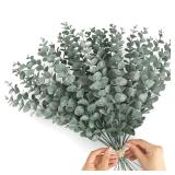 Yannew 12pcs Artificial Eucalyptus Stems Silver...
