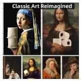 Funny Mona Lisa Wearing Pearls Girl Bathroom...