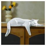 White Black Cat Statue - Geometric Modern Room...