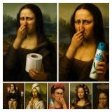 Mona Lisa Funny Toilet Canvas Print Poster...