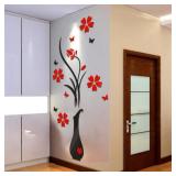 3D DIY Vase Flower Tree Wall Stickers Crystal...