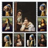 Funny Portrait Bathroom Canvas Posters Mona...