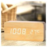 Wooden Digital Alarm Clock, LED Alarm Clock...