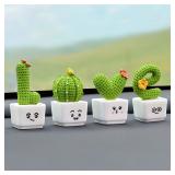 1 Set Of 4, Resin Succulent Cactus Mini Green...