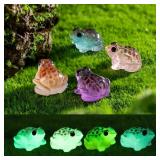 10pcs Luminous Mini Resin Frogs Figurines, Glow...